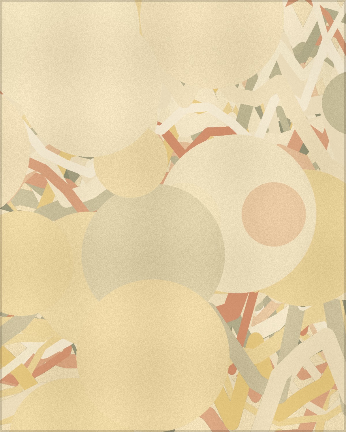 Abstract painting Pollen Line with warm yellow and red accents.