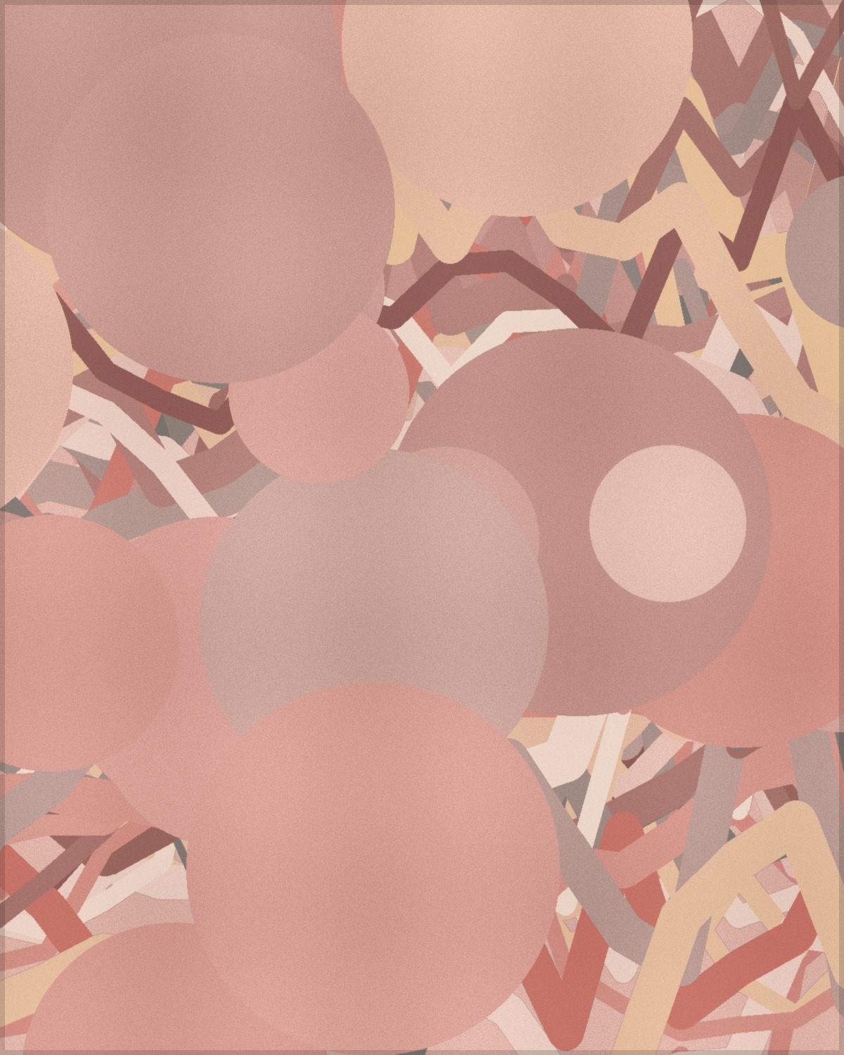 Abstract painting Red Room with layered red and green marks.