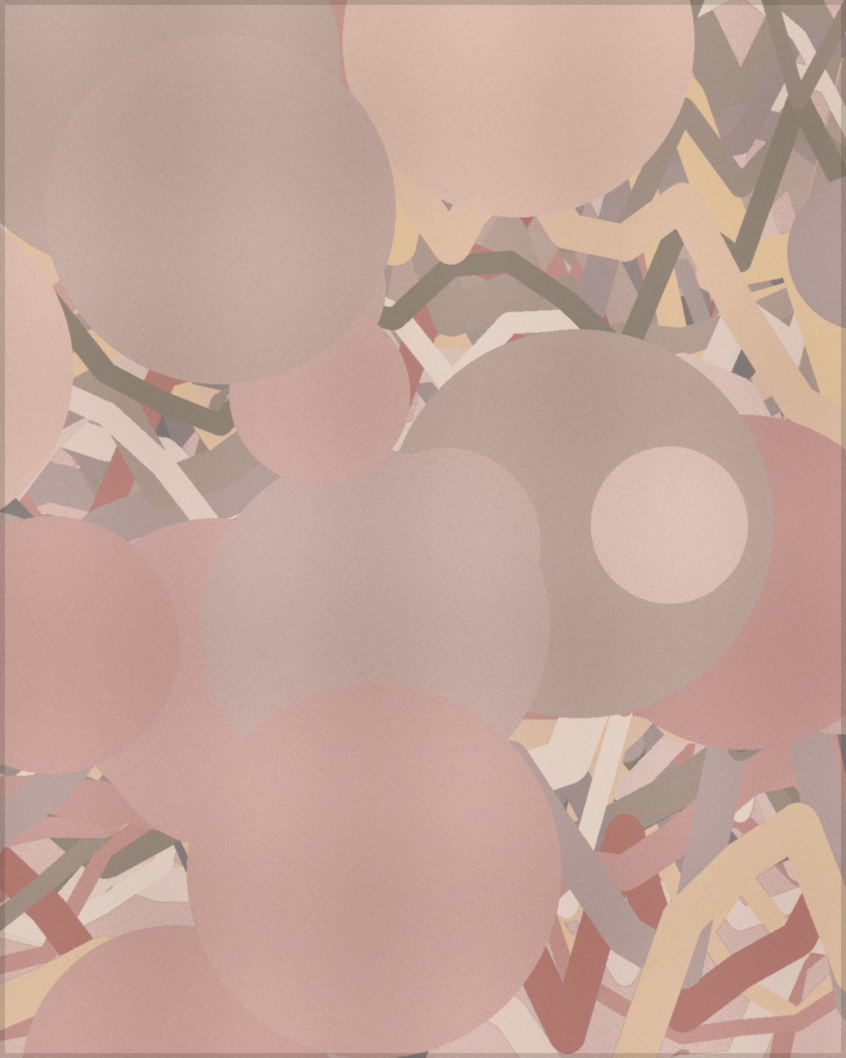 Abstract painting Stone Fruit with red, slate, and ochre texture.